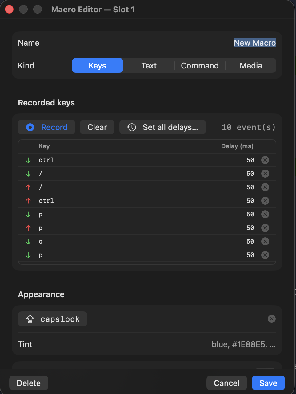 MacroDeck macro editor dialog